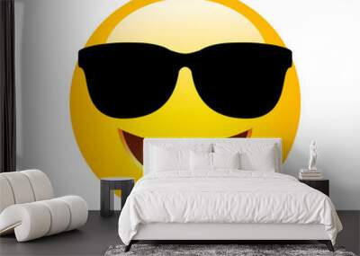 Cool smiling emoji with sunglasses Wall mural