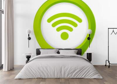 free wifi here pin button Wall mural