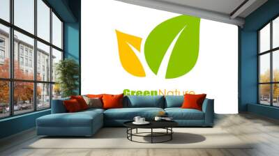 green natural leaf logo Wall mural