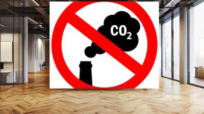 No carbon emissions pollution into atmosphere vector sign Wall mural