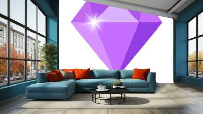 Purple amethyst gem stone vector icon Wall mural