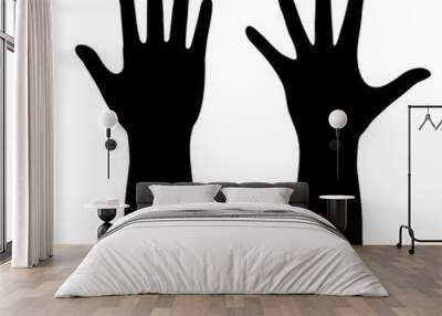 Rised hands, vector silhouette Wall mural