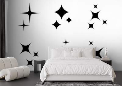 Star sparkles icons set Wall mural