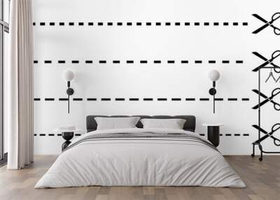 Vector cut lines with scissors Wall mural