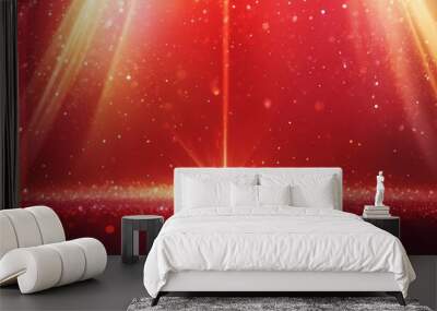 abstract bright glitter bokeh red rays of light beams spectrum banner illustration Wall mural