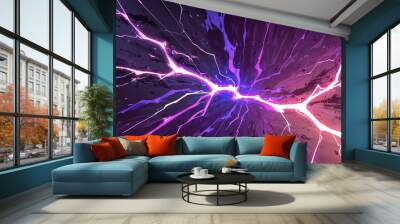 abstract purple and pink lightning sparks effects anime cartoon style background from Generative AI Wall mural