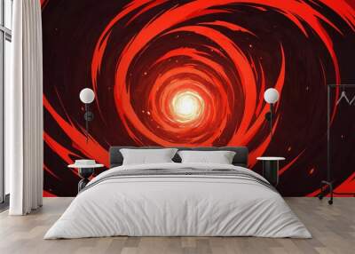 abstract red spiral flame burning sparks effects anime cartoon style background from Generative AI Wall mural