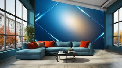 Blue abstract background with futuristic lines and a shiny gradient Wall mural