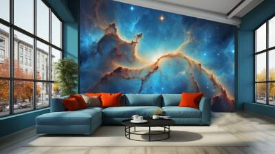 blue cosmic nebula abstract background design Wall mural