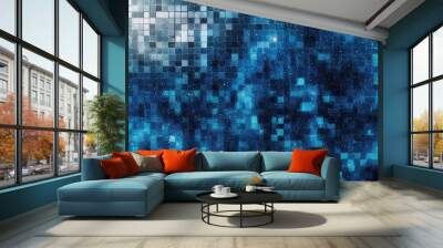 Blue digital grid abstract background layout Wall mural