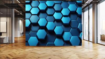 blue hexagon pattern abstract background design Wall mural