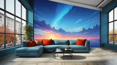 blue sunrise sky abstract background art design Wall mural