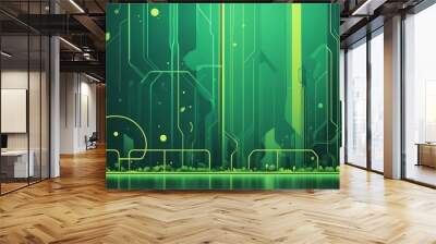 green theme artificial intellifence abstract concept banner background illustration Wall mural