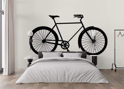 Hand drawing clipart of a bicycle silhouette on plain white background Wall mural