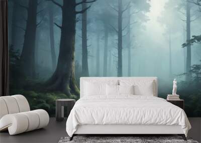 misty forest background art design backdrop copy space Wall mural