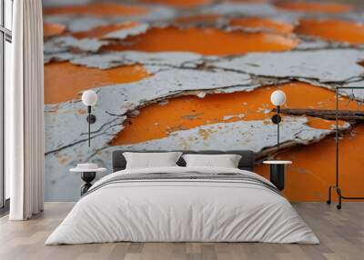 Orange light on peeling paint surface background Wall mural