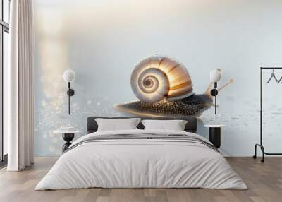 Real photo of new born snail on plain white background Wall mural