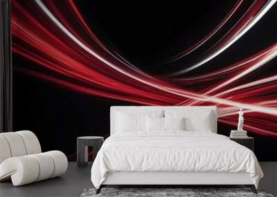 red and white light motion blur abstract on plain black background from Generative AI Wall mural