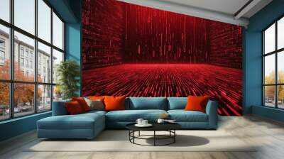 red digital matrix abstract background art design Wall mural