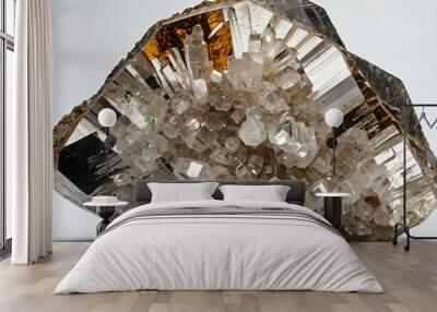 Rough mica crystal with plain white background Wall mural