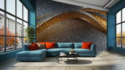 silver golden wave light bright glitter background from Generative AI Wall mural