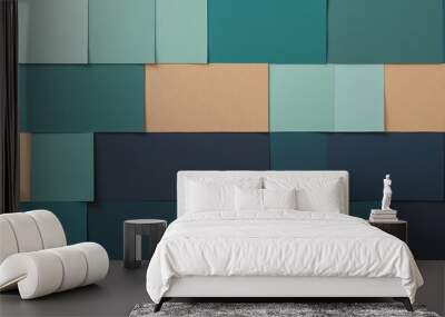 Soft teal to deep navy gradient with a rustic kraft paper texture for warmth Wall mural