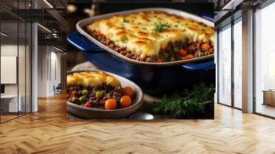 traditional shepherds pie in dish background Wall mural