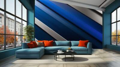 Vibrant blue to deep navy gradient on a polished metal background for sophistication Wall mural