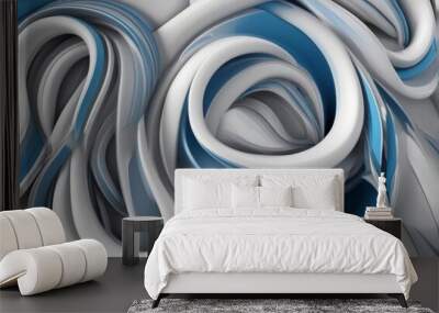 white and blue modern futuristic abstract background with curved shapes, lines, circles and 3d effect from AI Generative Wall mural