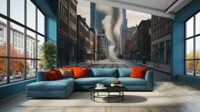 wind sweeping across empty urban street background art design backdrop Wall mural