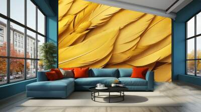 yellow feather texture abstract background art design Wall mural