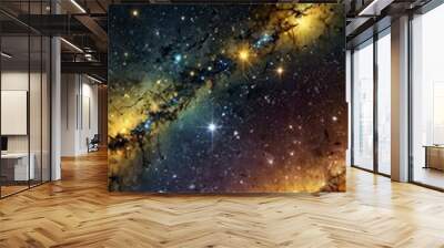 yellow starfield galaxy abstract background backdrop design copy space illustration art Wall mural