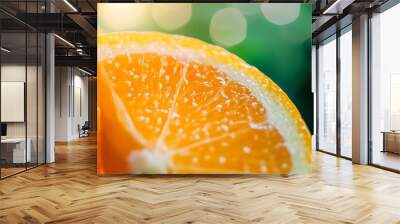 Close up of orange slice showing texture and sunlight Wall mural