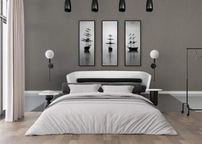 black and white modern interior Wall mural