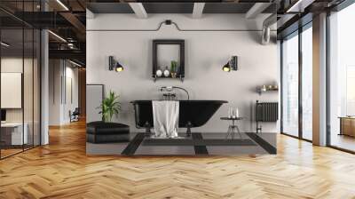 Black and white retro bathroom Wall mural