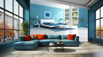 contemporary blue bedroom Wall mural