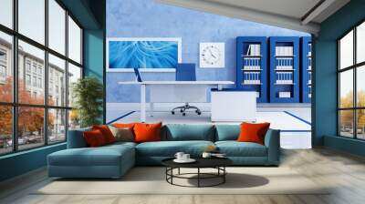 contemporary blue office Wall mural