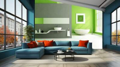 green and gray contemporary bathroom Wall mural