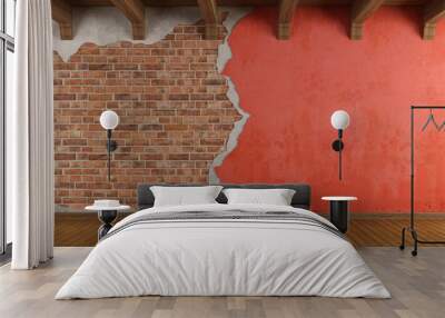 Grunge room with old cracked wall Wall mural