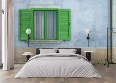 Old house with green wooden windows Wall mural