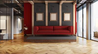 Red and gray elegant living room Wall mural