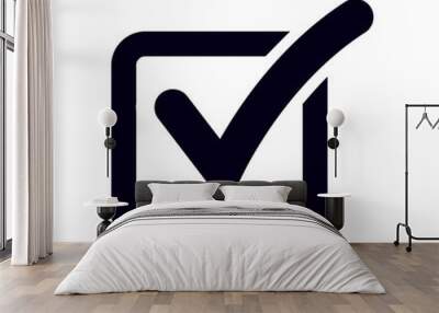 Check list button icon. Check mark in box sign. Wall mural