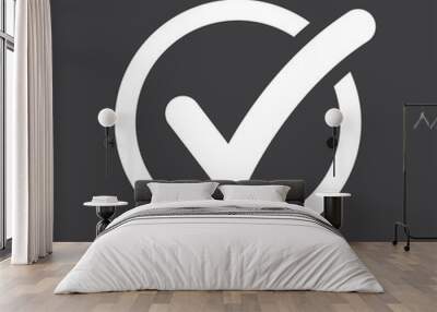 Check list button icon. Check mark in round sign. Wall mural