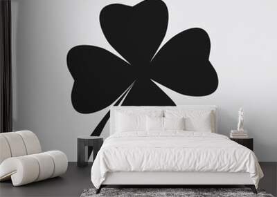 Leaf clover sign icon. Saint patrick symbol. Ecology concept. Flat design style. Wall mural