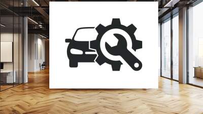 Car service graphic icon. Auto repair sign isolated on white background. Symbol of service station. Vector illustration Wall mural