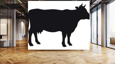 Cow graphic icon. Cow black silhouette isolated on white background. Vector illustration Wall mural