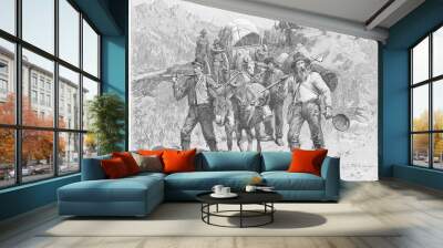 Gold prospectors in California. Date: 1851 Wall mural