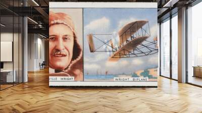 orville wright - biplane. date: 1871 - 1948 Wall mural