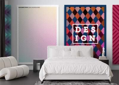 Cover templates set, vector geometric abstract background. Flyer, presentation, brochure, banner, poster design. Wall mural