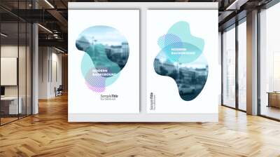 Flyer layout template. Fluid background. Vector brochure background with elements for magazine, cover, poster, layout design. A4 size. Replace the image in the clipping mask by yours. Wall mural